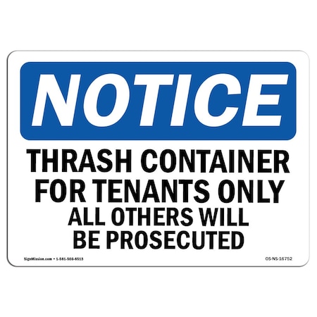 OSHA Notice, 12 Height, Rigid Plastic